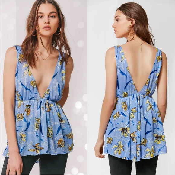 Urban Outfitters Isla Plunging Babydoll Tank Top - Picture 1 of 7